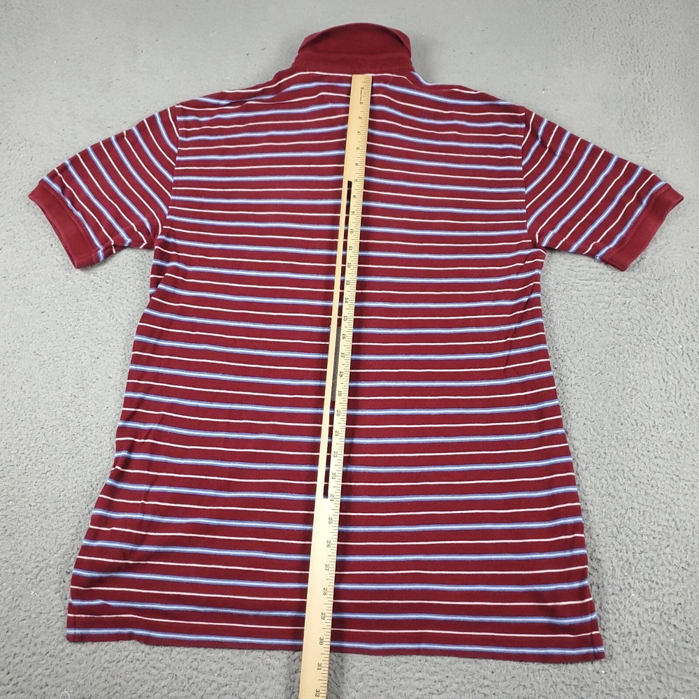 Tommy Hilfiger Mens Large Polo Shirt Red Blue Striped Short Sleeve Cotton Pique - Picture 3 of 6